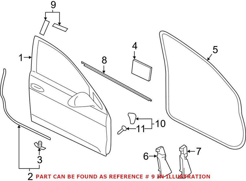 Audi VW Door Packing w/ Adhesive 321201299